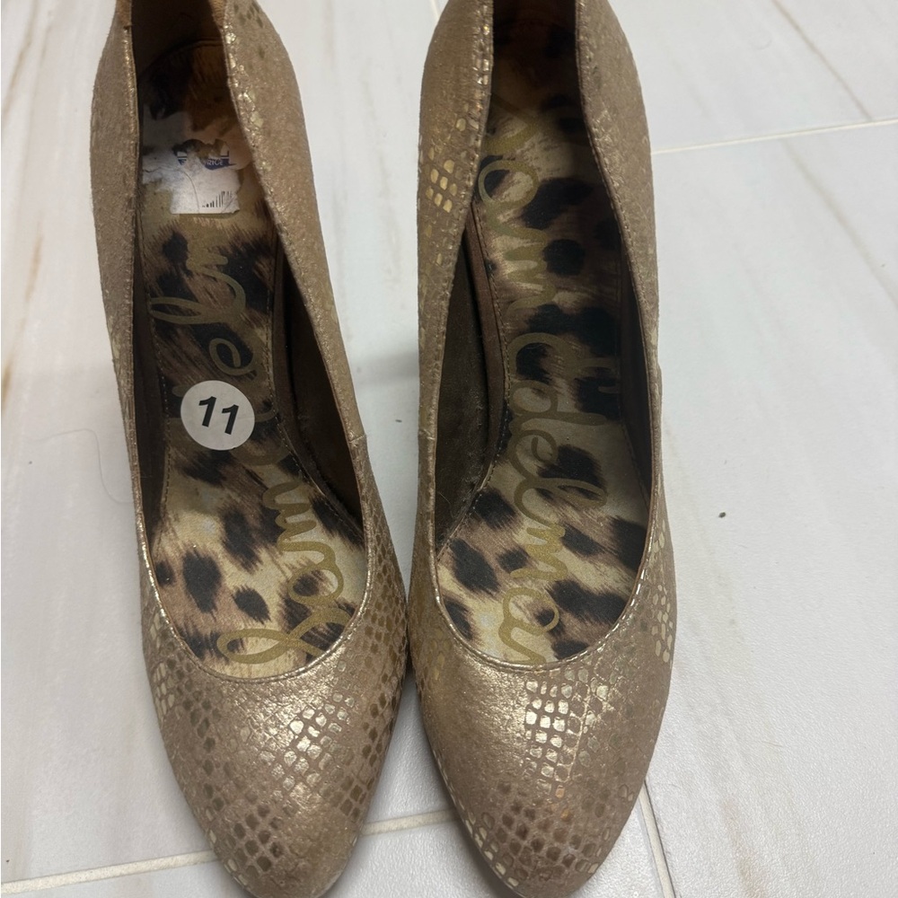 Sam Edelman Metallic Snakeskin Heels